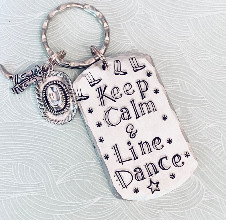 Line Dancing Gift Keep Calm and Line Dance Keyring Country Etsy UK