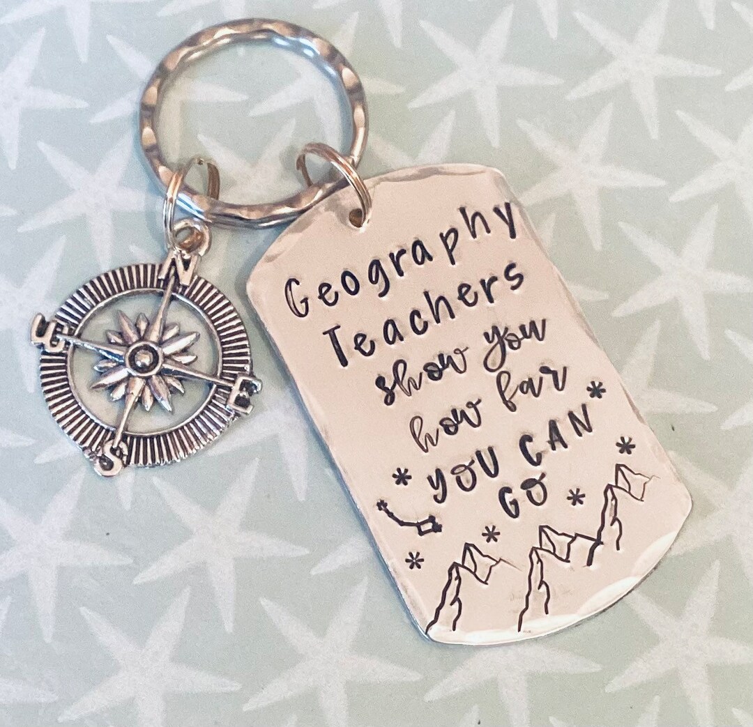 Geography Teacher Appreciation Keyring, Geography Lecturer Gift, End of
