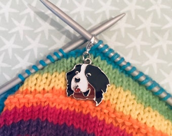 5 Bernese mountain dog stitch markers for knitters and crocheters, Bernese progress keepers,knitting gift, crochet gift, snag free