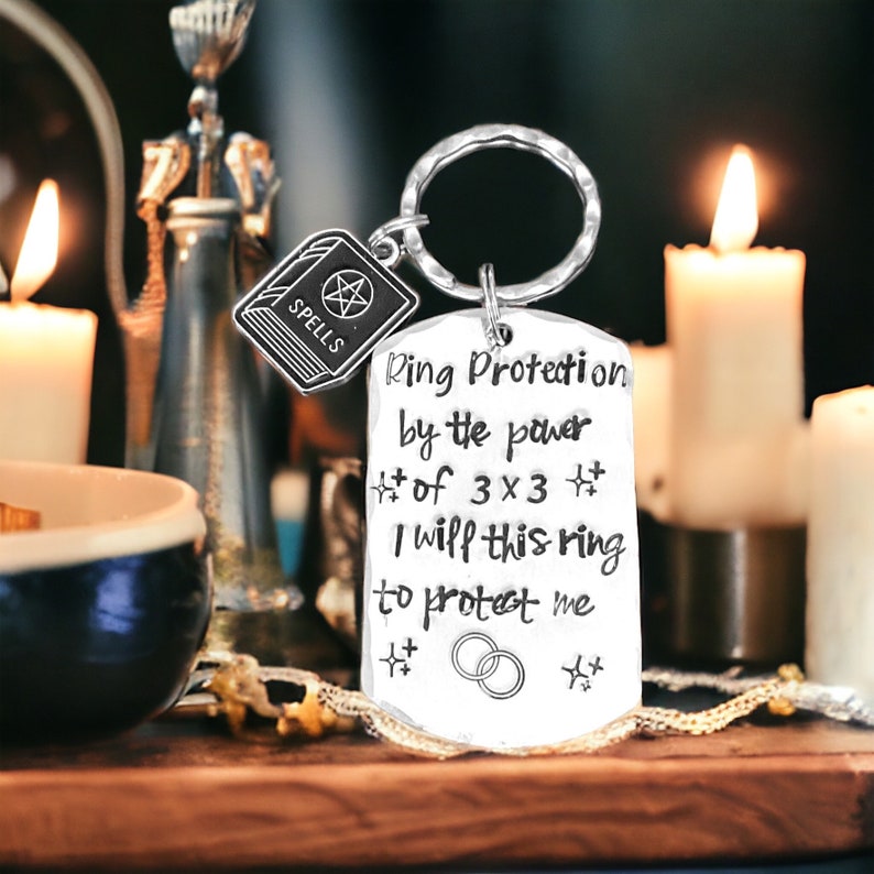 Witch spells keyrings, hand stamped bag charms, anger spell, good luck spell, success spell, happiness spell, ring protection, witches gifts image 6