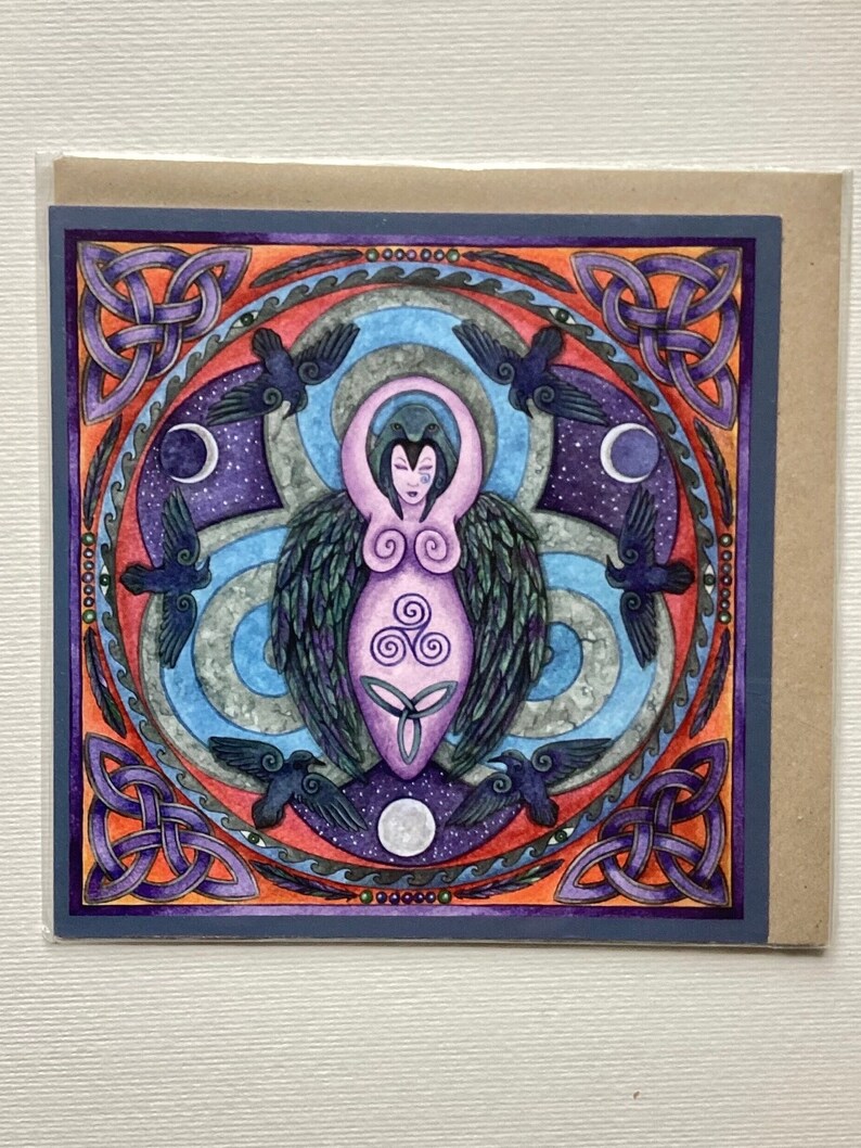 Pagan greetings Card, Esther Remmington, Morrighan Mandala, artist card, alternative card, image 2