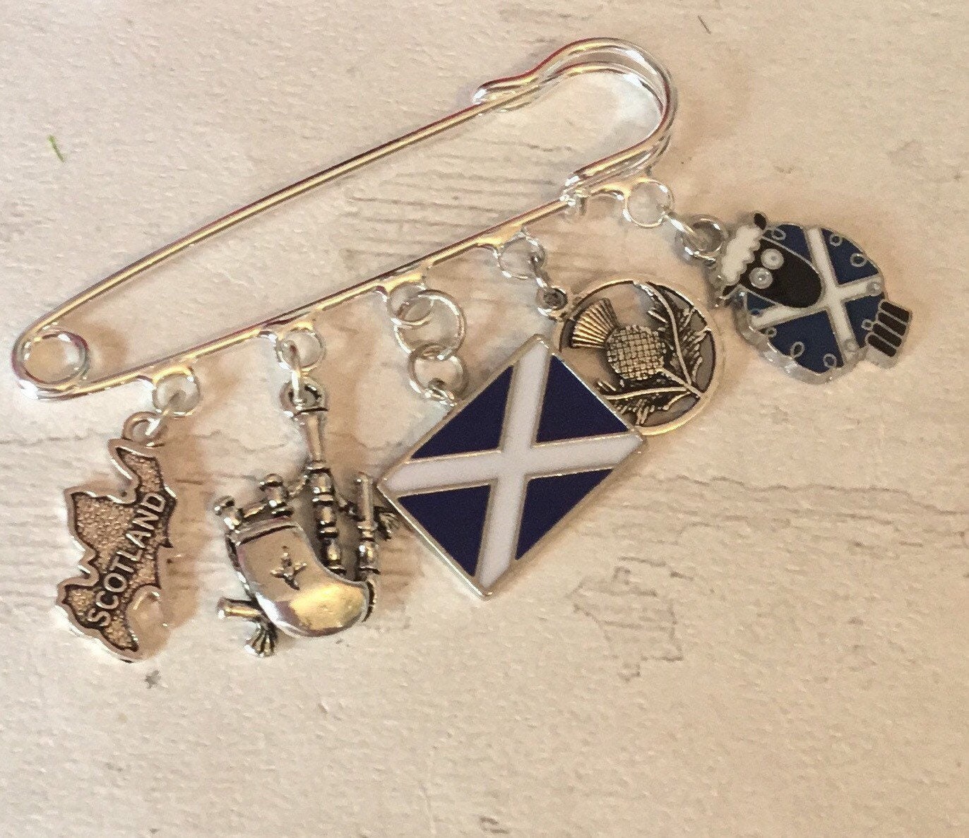 Scottish charms kilt pin brooch saltire St. Andrew Etsy