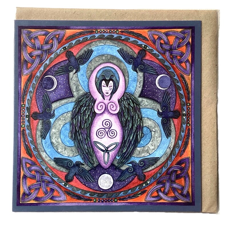 Pagan greetings Card, Esther Remmington, Morrighan Mandala, artist card, alternative card, image 3