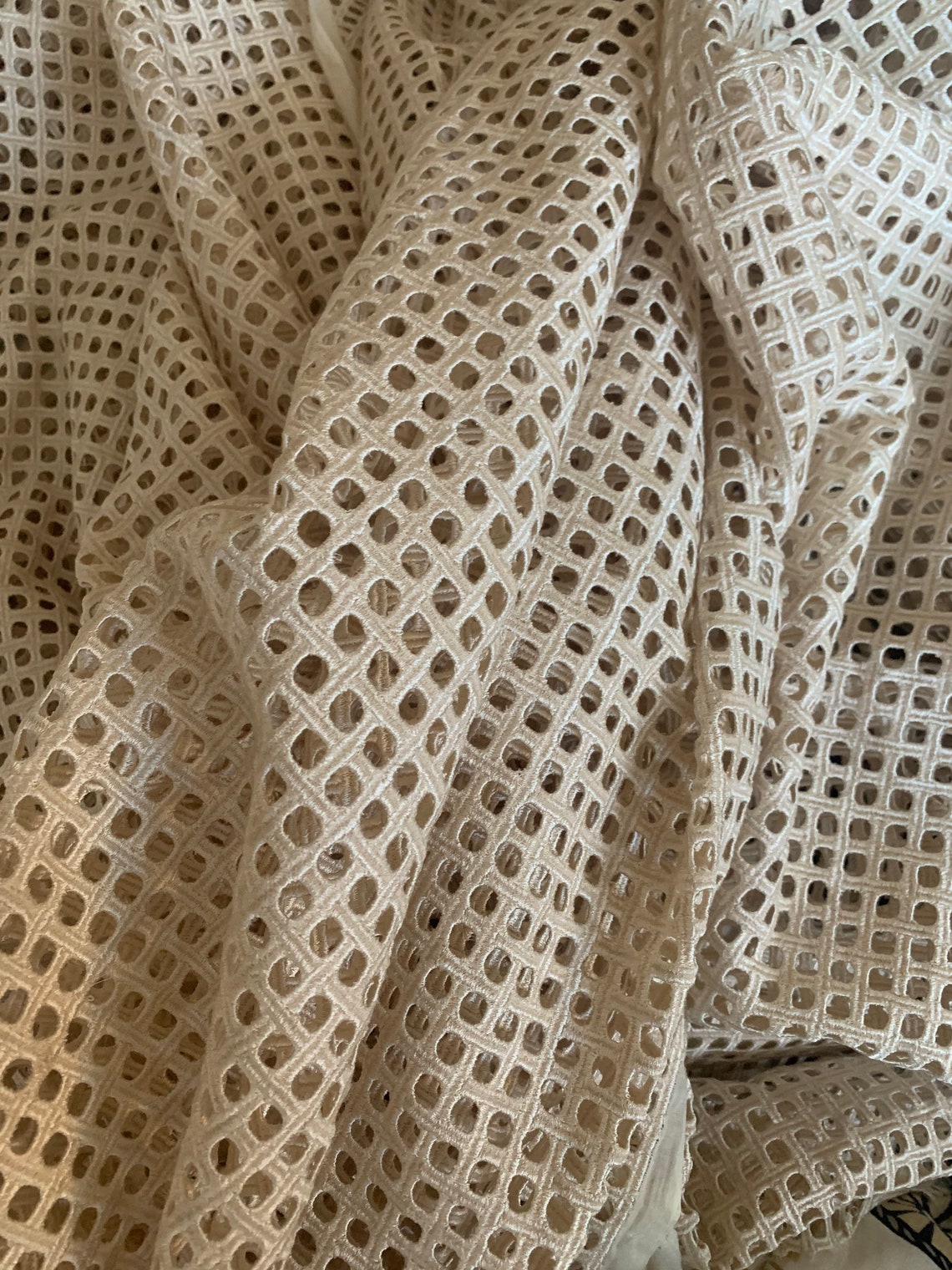 Cream Colored Open Cane Weave Viscose Drapery Fabric Etsy