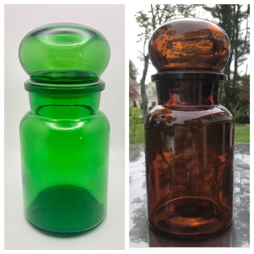 Vintage Glass Apothecary Jar With Bubble Top Made in Belgium Etsy