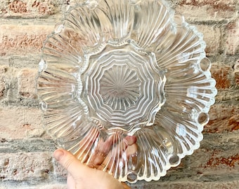 Vintage Deviled Egg Plate | Indiana Glass Hobnail, Anchor Hocking Fan