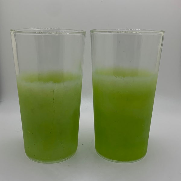 Vintage Cocktail Glasses | Lime Green Glasses | Frosted Glass | Vintage tumblers | Blendo | Set of two