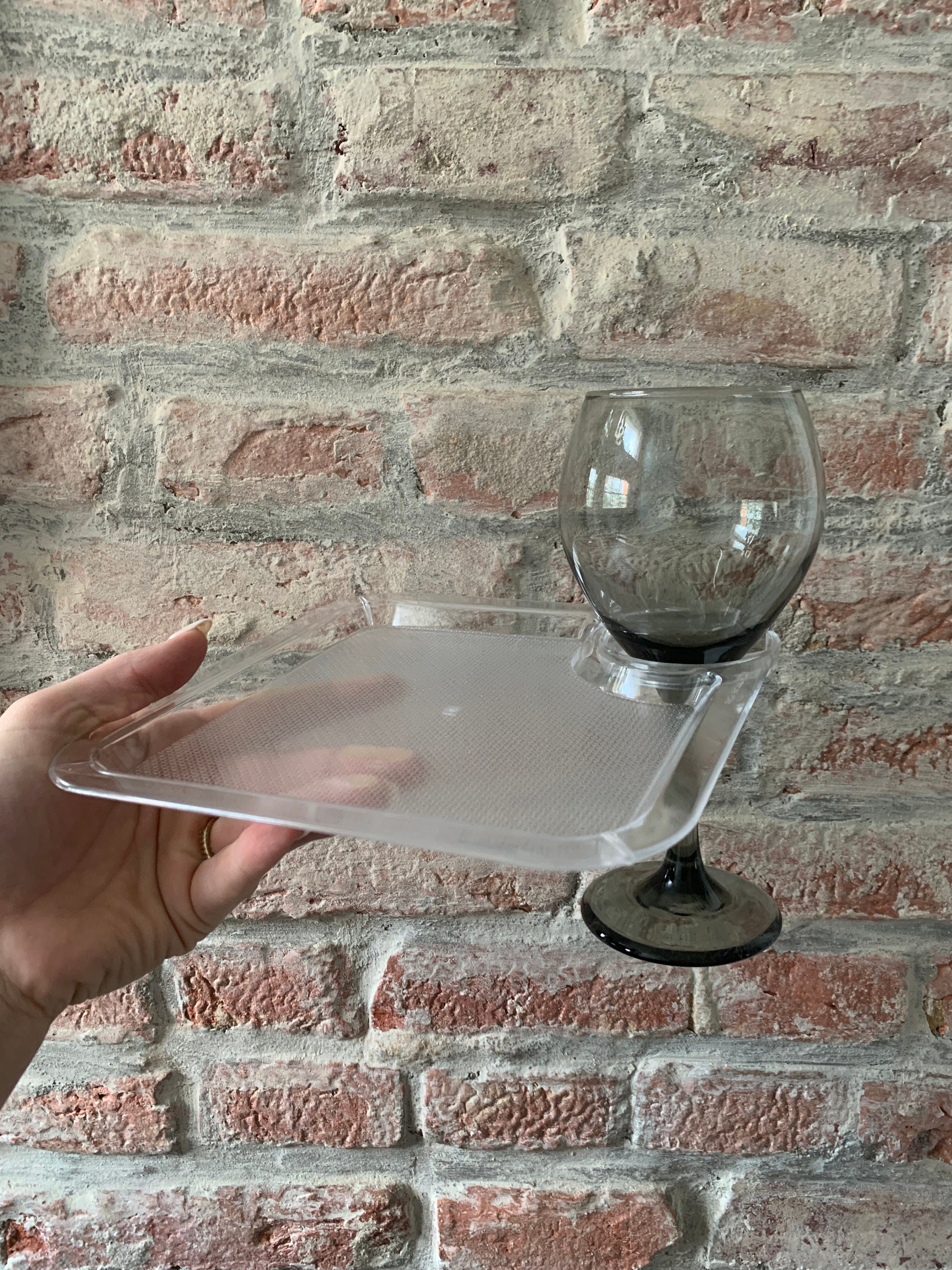 Cocktail Party Plates With Glass Holder Appetizer Plates for Wine and