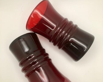 vintage Red Tumbler Glasses by Anchor Hocking
