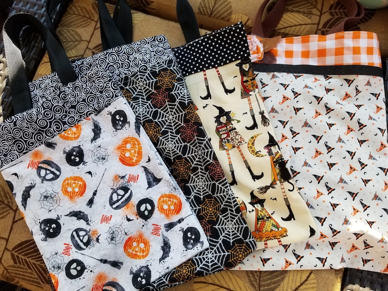 Witches Hat Fabric Trick or Treat Tote New Handmade Children/'s Trick or Treat Bag Teachers Fall Tote Bag Back to School Book Tote Bag
