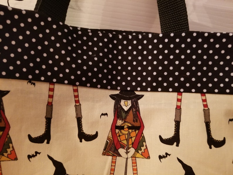 Witches Hat Fabric Trick or Treat Tote New Handmade Children/'s Trick or Treat Bag Teachers Fall Tote Bag Back to School Book Tote Bag
