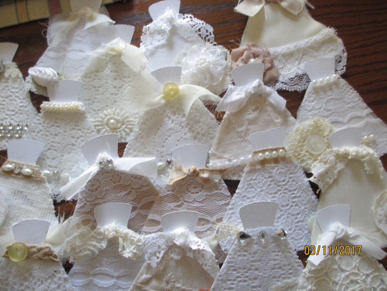 Shabby Chic Accent Paper Bridal Dresses Rustic Wedding Decor Rustic Shower Favors Rustic Chic Paper Wedding Dresses