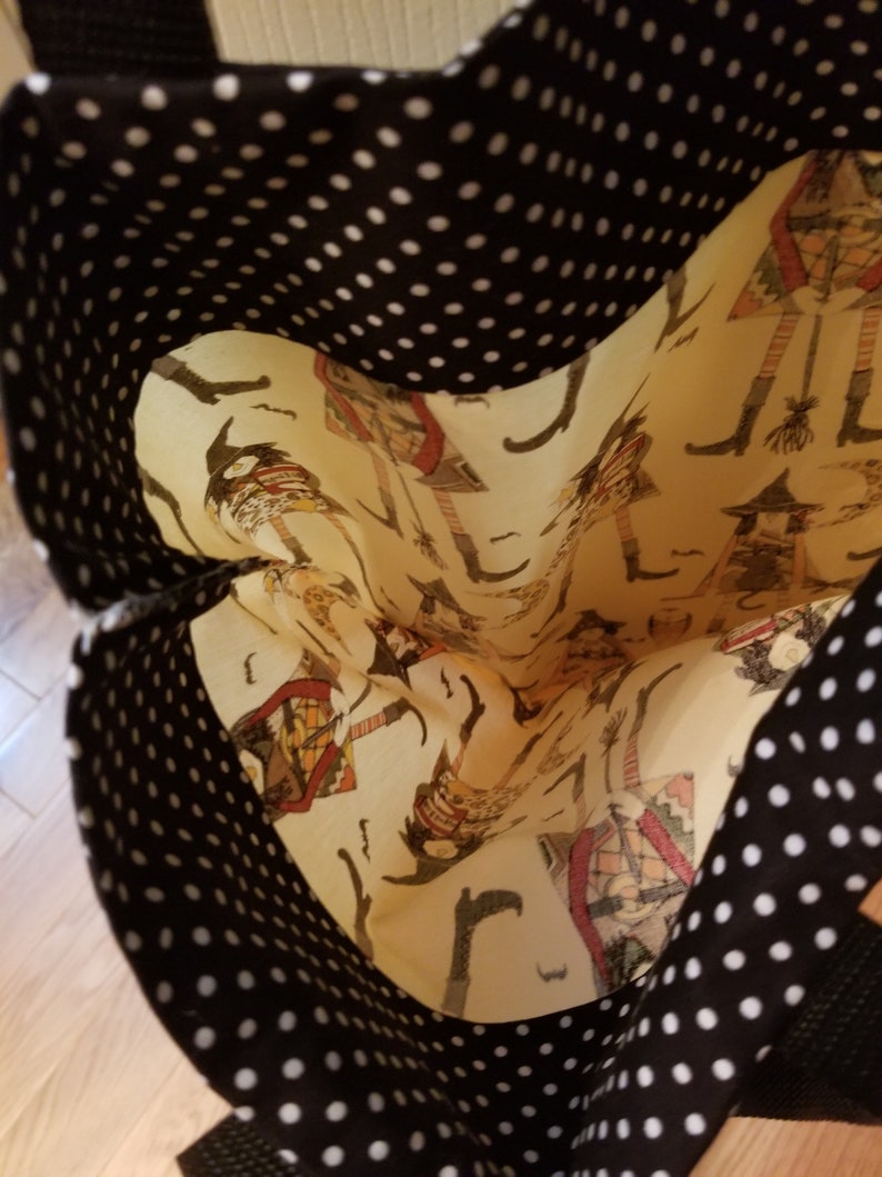 Witches Hat Fabric Trick or Treat Tote New Handmade Children/'s Trick or Treat Bag Teachers Fall Tote Bag Back to School Book Tote Bag