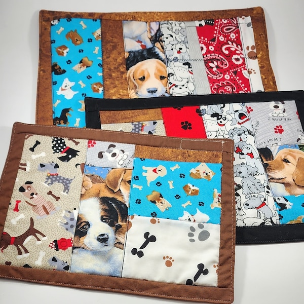 Sale  New Many Patterns Quilted Mug Rugs, Quilted Cat Tea Mats, Quilted Dog Coffee Mats, Quilted Dog Coasters, Quilted Cat Coasters