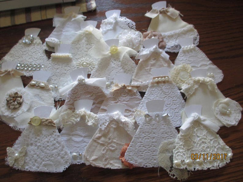 Shabby Chic Accent Paper Bridal Dresses Rustic Wedding Decor Rustic Shower Favors Rustic Chic Paper Wedding Dresses
