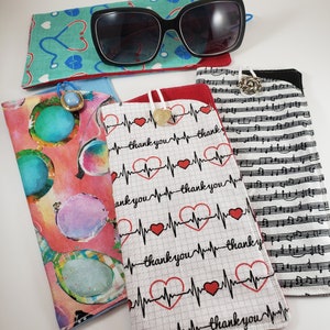 B3G1 Summer Sale Asstd Sunglass Fabric Eyeglass Case, Music Fabric Sunglass Case, Nurses Sunglass Case, Stethoscope Fabric Sunglass Case