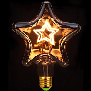 Bombilla LED Edison con diseño de estrella gigante: globo de neón decorativo de estilo industrial de 4 W, perfecta para decoración navideña y regalo de amor