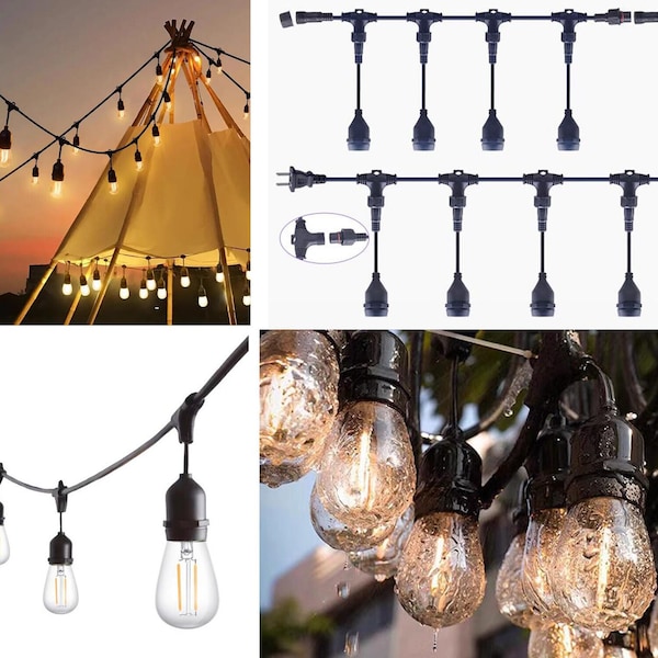 Anpassbare IP67 wasserdichte industrielle Lichterketten Retro-Edison-Pendellampe für Innen-Außen, perfekt für Patio-Garten-Veranstaltungen Hochzeiten