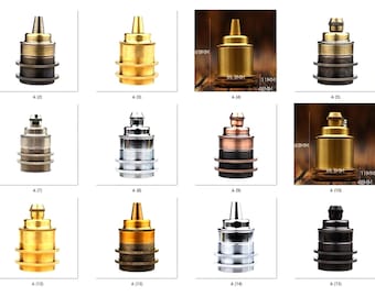 Vintage-Inspired Brass Cord Grip Pendant Lamp Holder for E27 Bulbs Threaded Socket Shade Ready E26, DIY Lighting Fixtures Ceramic Inner Core