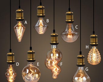 Bombillas LED artísticas: 8 formas únicas y exclusivas / Bombillas Edison de cristal ámbar E27 / Luz decorativa retro de 4 W para lámparas colgantes, cafeterías, bares y decoración del hogar.