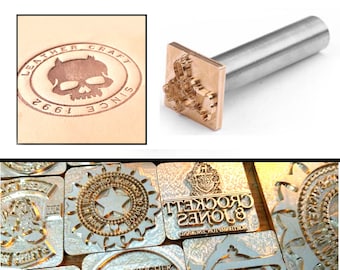 Custom leather stamp with large Handle Embosser brass stamp logo seal,  leather hammer carving tools Custom made embossering