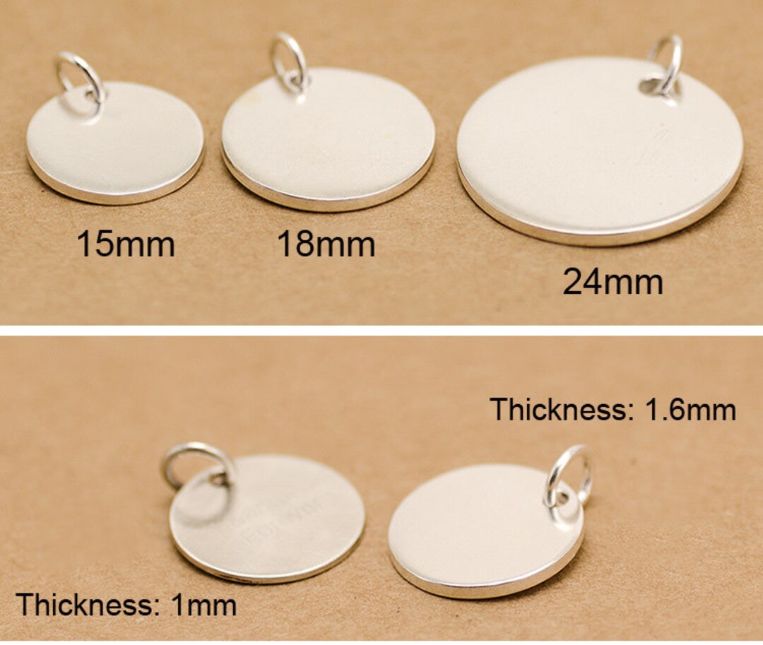 5 Sterling Silver Stamping Blanks Pendants 925 Discs 15mm 18 Mm 24mm