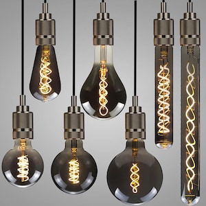 Rare Large Black Edison-Style LED Light Bulb – 4W Decorative Industrial Globe, Neon Art Design, Ceiling Lamp Decor Unique Gift Idea e26 e27