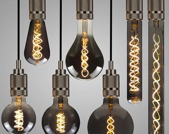 Rare Large Black Edison-Style LED Light Bulb – 4W Decorative Industrial Globe, Neon Art Design, Ceiling Lamp Decor Unique Gift Idea e26 e27