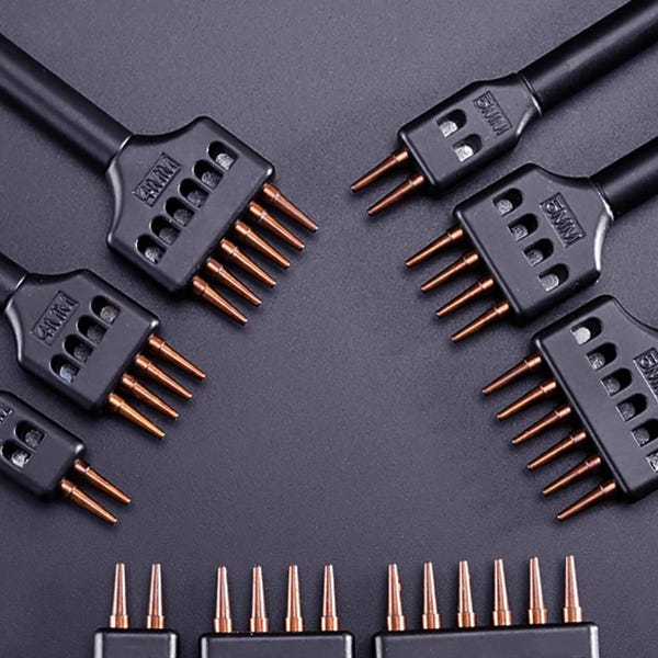 3-delige stikbeitelset – 2/4/6-tanden rond perforator voor leer, 4 mm 5 mm 6 mm tussenruimte DIY leathercraft-perforator