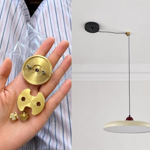 Solid Brass Ceiling Cable Gripper | Pendant Light Offset Ceiling Hook | Adjustable Fabric Cable Holder | Modern Lighting Suspension Kit