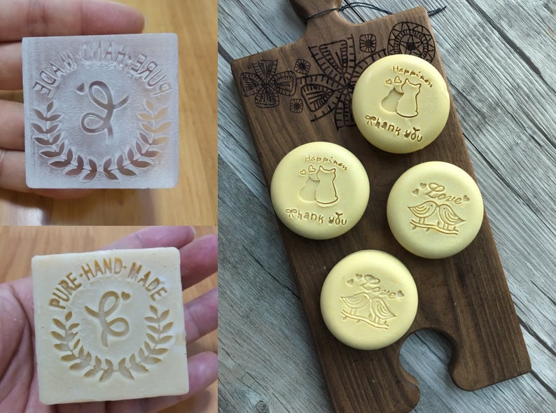 Custom Acrylic stamp for Soap logo Mold Logo Embosser Handmade Acrylic Glass seal Soap Mold soap maker Personalized Wedding candle Cookie image 1