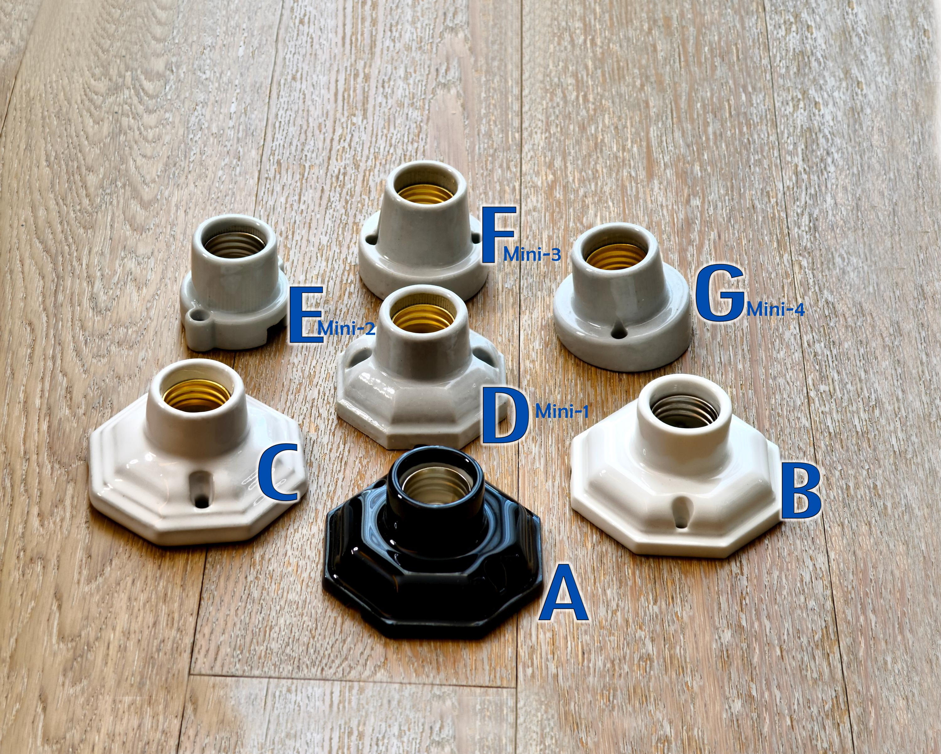 E26 E27 Ceramic Lamp Socket Set – 7 Style Vintage Porcelain Light ...