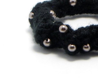 Black Hair Tie And Silver Colored Beads Black Braided Hair Etsy