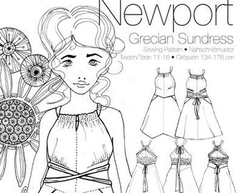 Newport Sommerkleid Schnittmuster Farbenmix Papierbogen