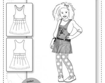 Xana bib skirt sewing pattern color mix paper sheet