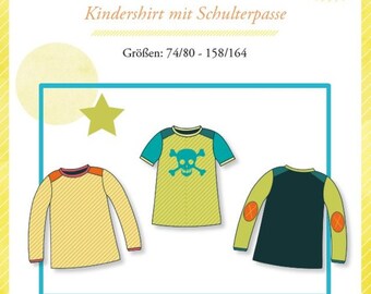 Pepe camisa con canesú en el hombro patrón de costura para niños mezcla de colores hoja de corte de papel