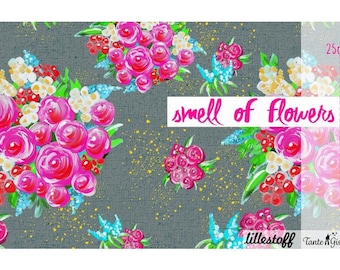 LILLESTOFF Bio-Jersey Smell of flowers grau 50cm