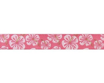 3 m woven ribbon hibiscus pink