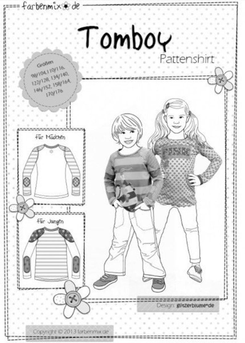 Tomboy Shirt Schnittmuster Farbenmix Papierbogen Bild 1