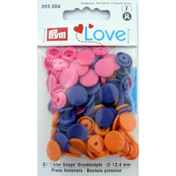 Prym Love Druckknöpfe Snaps orange 12,4mm 30 Stück