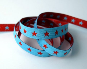 3 m woven tape narrow stars red light blue color mix
