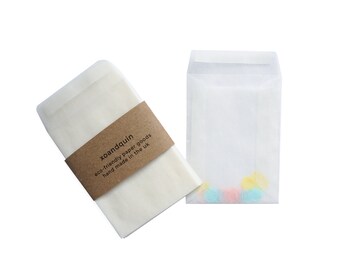 100 Small Glassine Envelopes Wedding Favour Seed Confetti Packets Clear Transparent Paper Bags Eco DIY Self Peel Seal