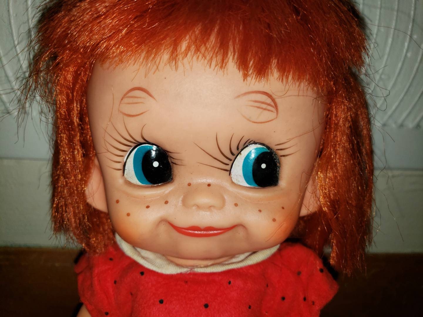 Vintage Japan Doll Forsum Red Strawberry Bright Hair Big Eyes Etsy