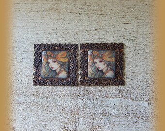 2 enameled copper charms