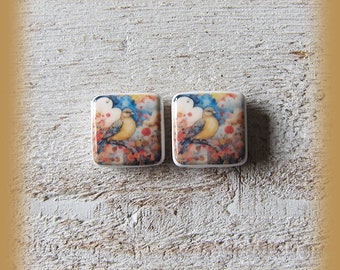 Lot de 2 perles en porcelaine carrées