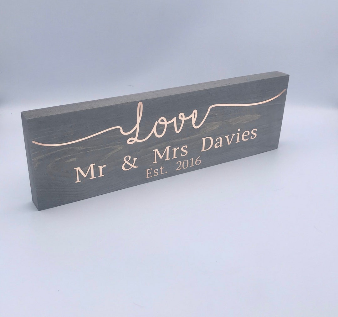 Personalised Wooden Mr and Mrs Sign, Unique Wedding Present Idea ...