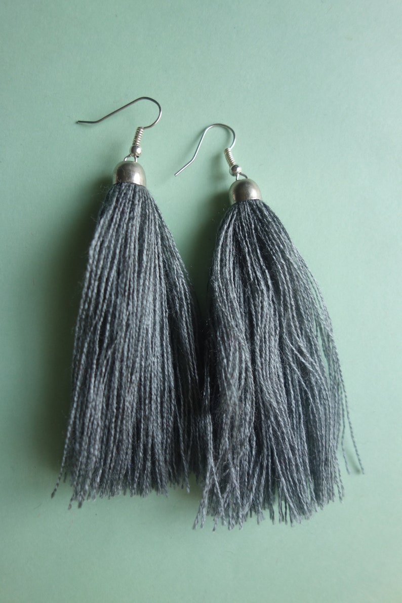 Set of 6 Long Guatemalan colorful tassel earrings
