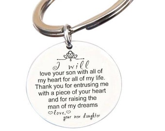 Mother Father of the Groom Wedding Gift Keyring From Bride New Daughter In Law