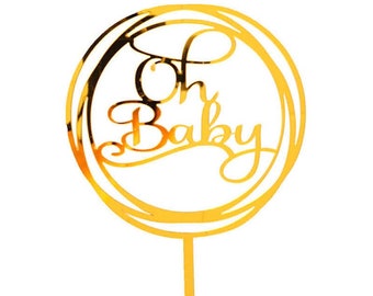 Oh Baby Shower Cake Topper Gold Party Decorations Unisex