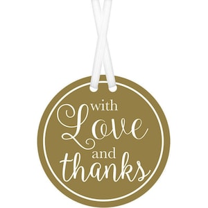 Gift Tags x 25 Gold Party Wedding Favours Thank You With Love